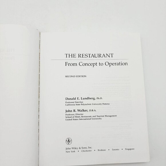 The Restaurant From Concept to Operation Textbook Lundberg Walker Hardcover - Picture 2 of 14